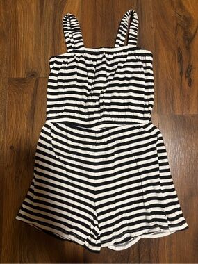Old Navy Toddler Girls Sleeveless Striped Romper - Black/White 6t